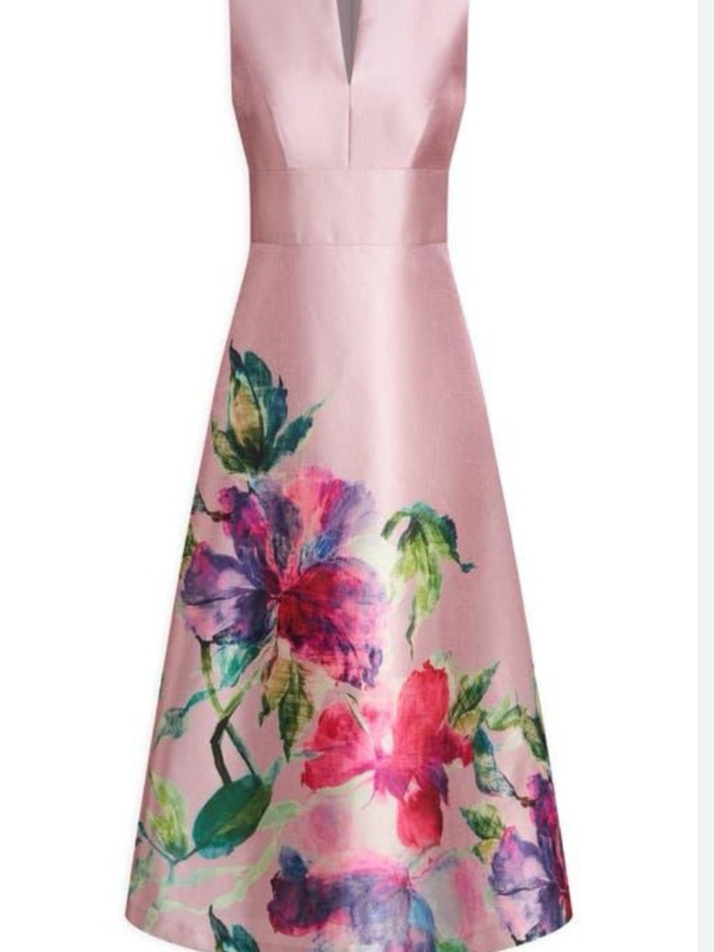 Kay Unger Marlene Pink Floral Tea-length Dress - Picture 2 of 8